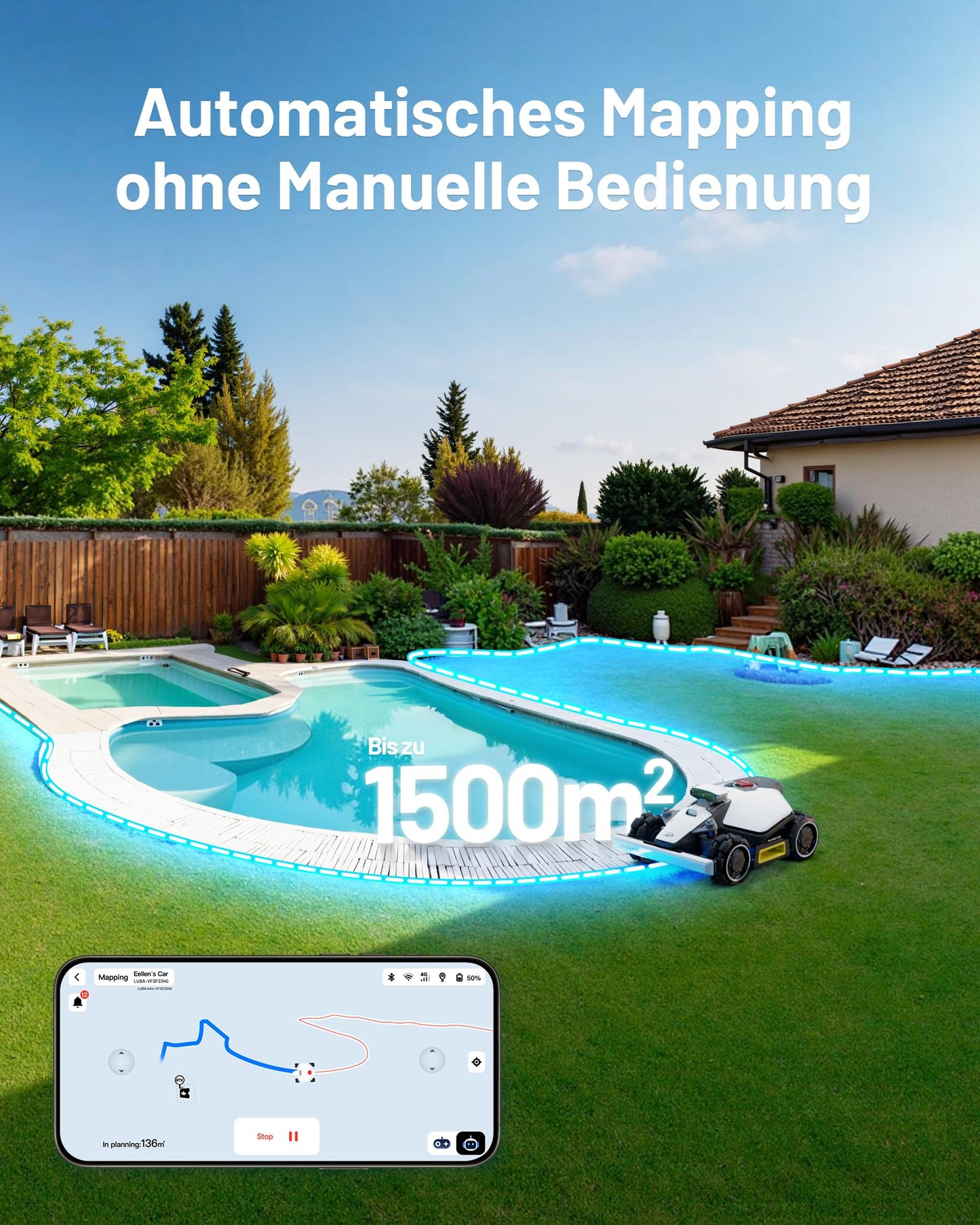 MAMMOTION LUBA mini AWD 800 Mähroboter - NetRTK+Vision, 800m², 80% Steigung, 4G, keine RTK-Antenne