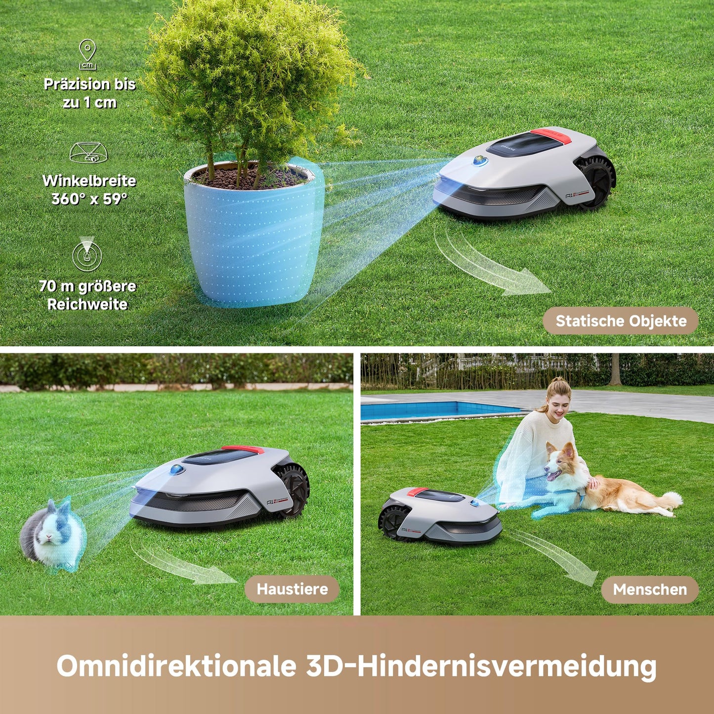 DREAME A1 Pro Mähroboter - 3D-LiDAR, ohne Begrenzungskabel, 2000m², App, OmniSense Tech