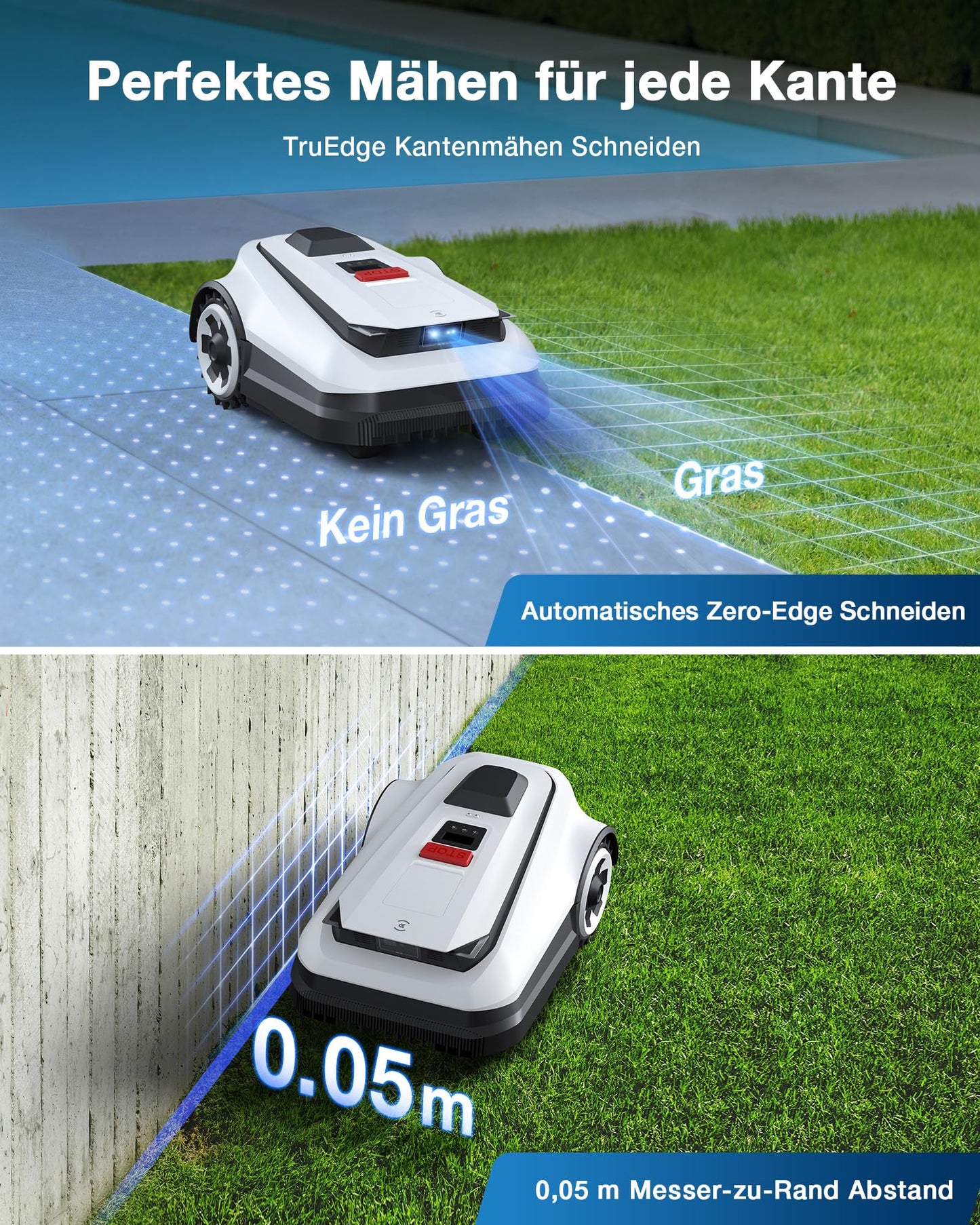 ECOVACS Goat A1600 RTK Mähroboter - LiDAR RTK+Vision, 1600m², 50% Steigung, 100W, 330mm Schnittbreite
