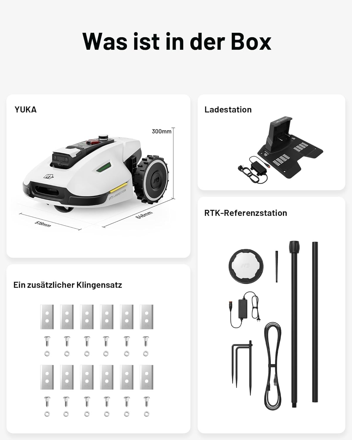 MAMMOTION YUKA 2000 Mähroboter - NetRTK+Vision, 2000m² (max. 2800m²), 50% Steigung, 4G-Modul