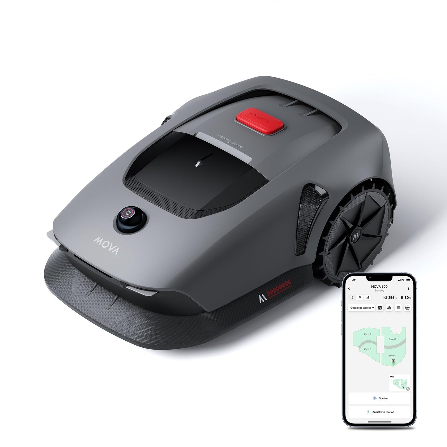 MOVA 600 Mähroboter - 3D-LiDAR, ohne Begrenzungskabel, 600m², App-Steuerung, Hindernisvermeidung