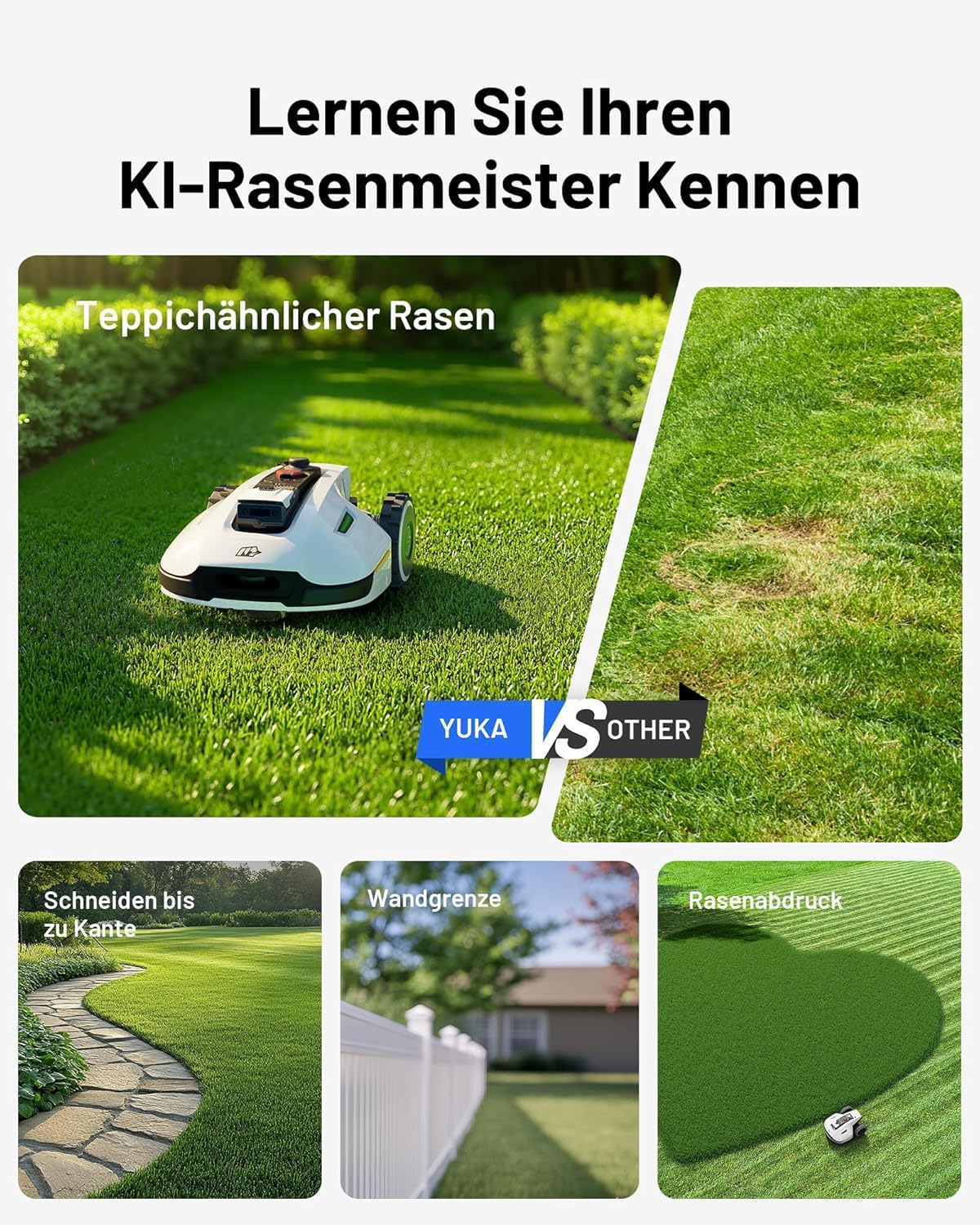 MAMMOTION YUKA 2000 Mähroboter - NetRTK+Vision, 2000m² (max. 2800m²), 50% Steigung, 4G-Modul