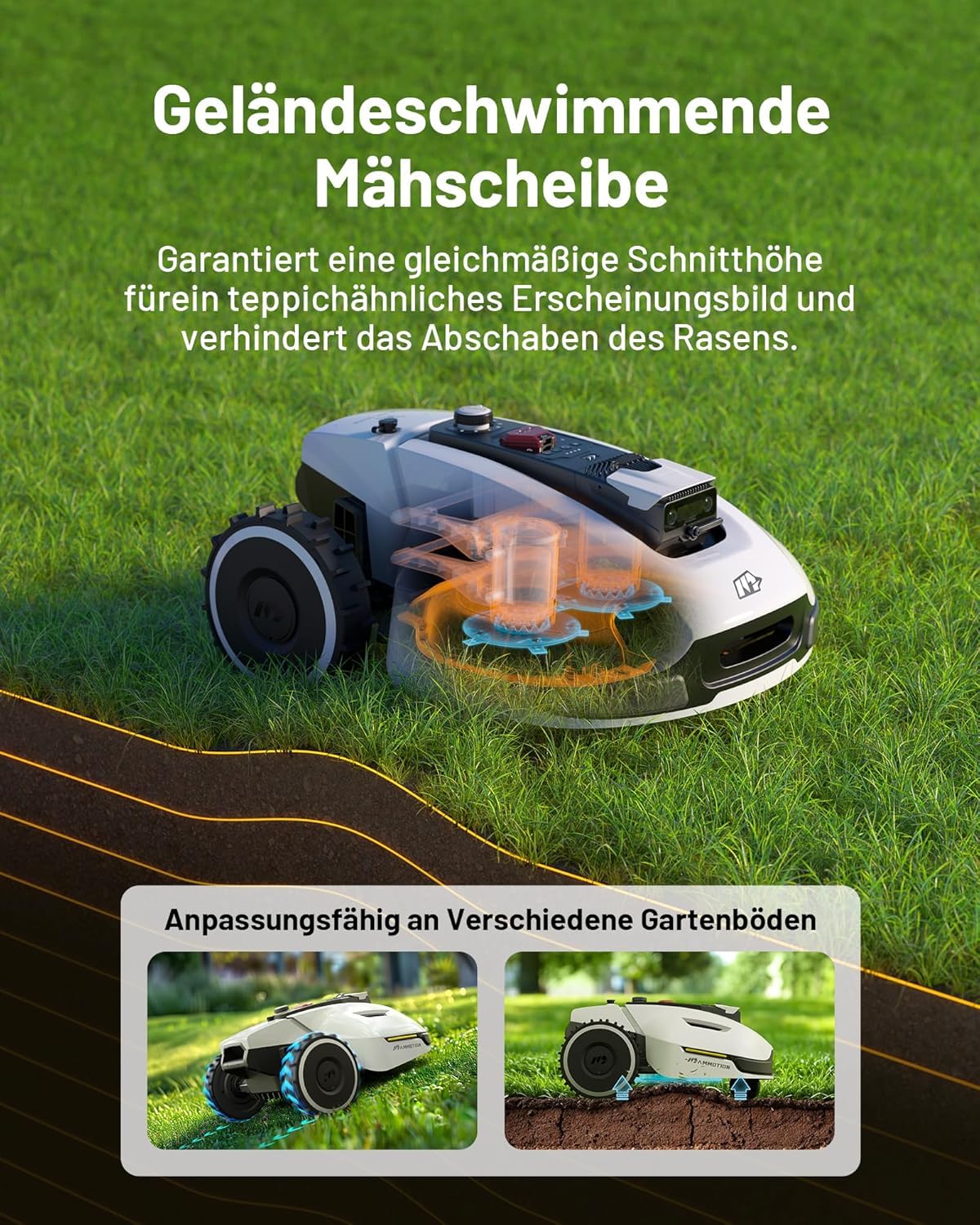 MAMMOTION YUKA 2000 Mähroboter - NetRTK+Vision, 2000m² (max. 2800m²), 50% Steigung, 4G-Modul
